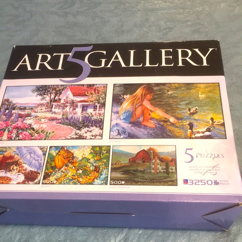 Art Gallery 5 Puzzle set 3,250 total pieces in 5 puzzles 4 bags Factory Sealed